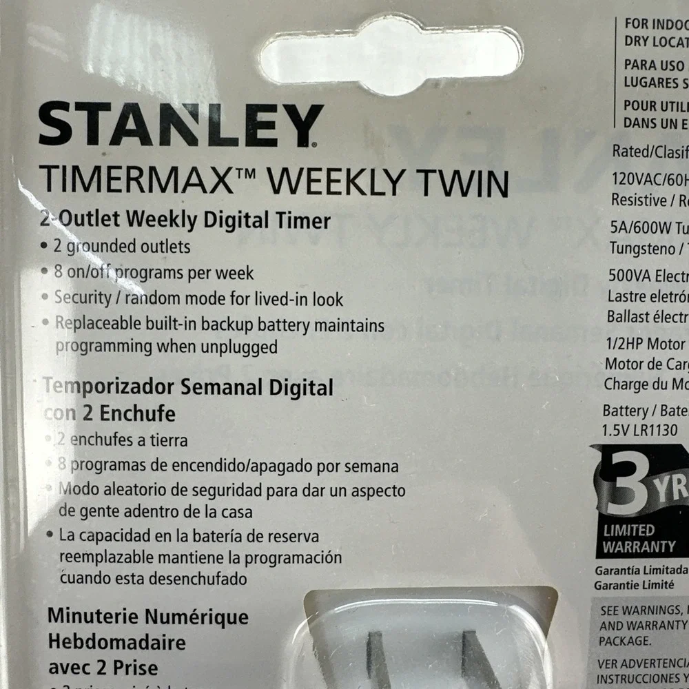 Stanley Timermax Programable Digital Indoor Weekly Timer NEW
